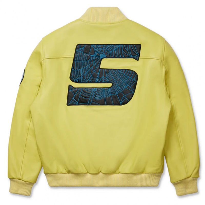 Chaqueta Sp5der LEATHER LOGO BOMBER Amarillo | SY2805769
