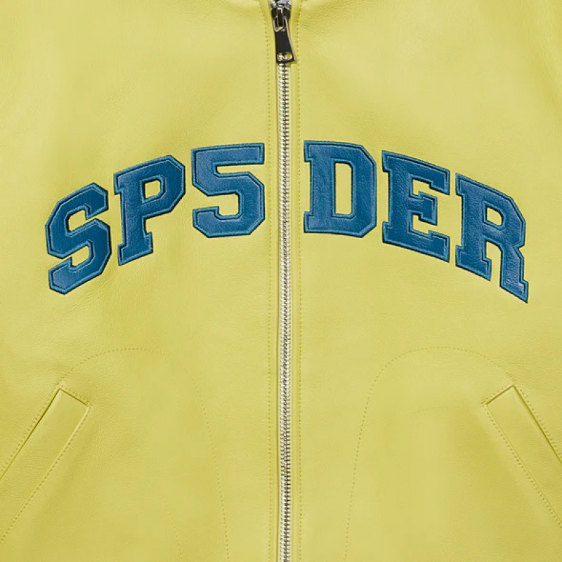 Chaqueta Sp5der LEATHER LOGO BOMBER Amarillo | SY2805769