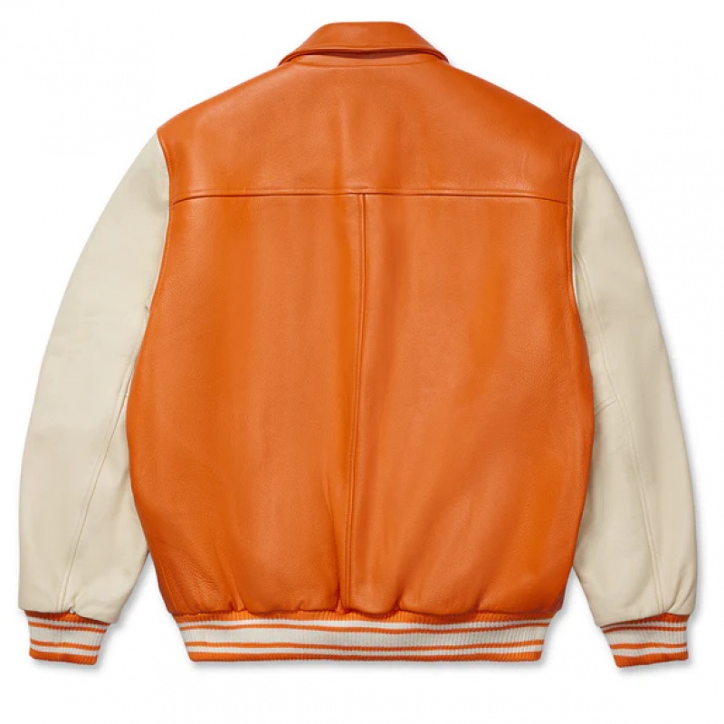 Chaqueta Sp5der LEATHER VARSITY Naranjas | VX3471968