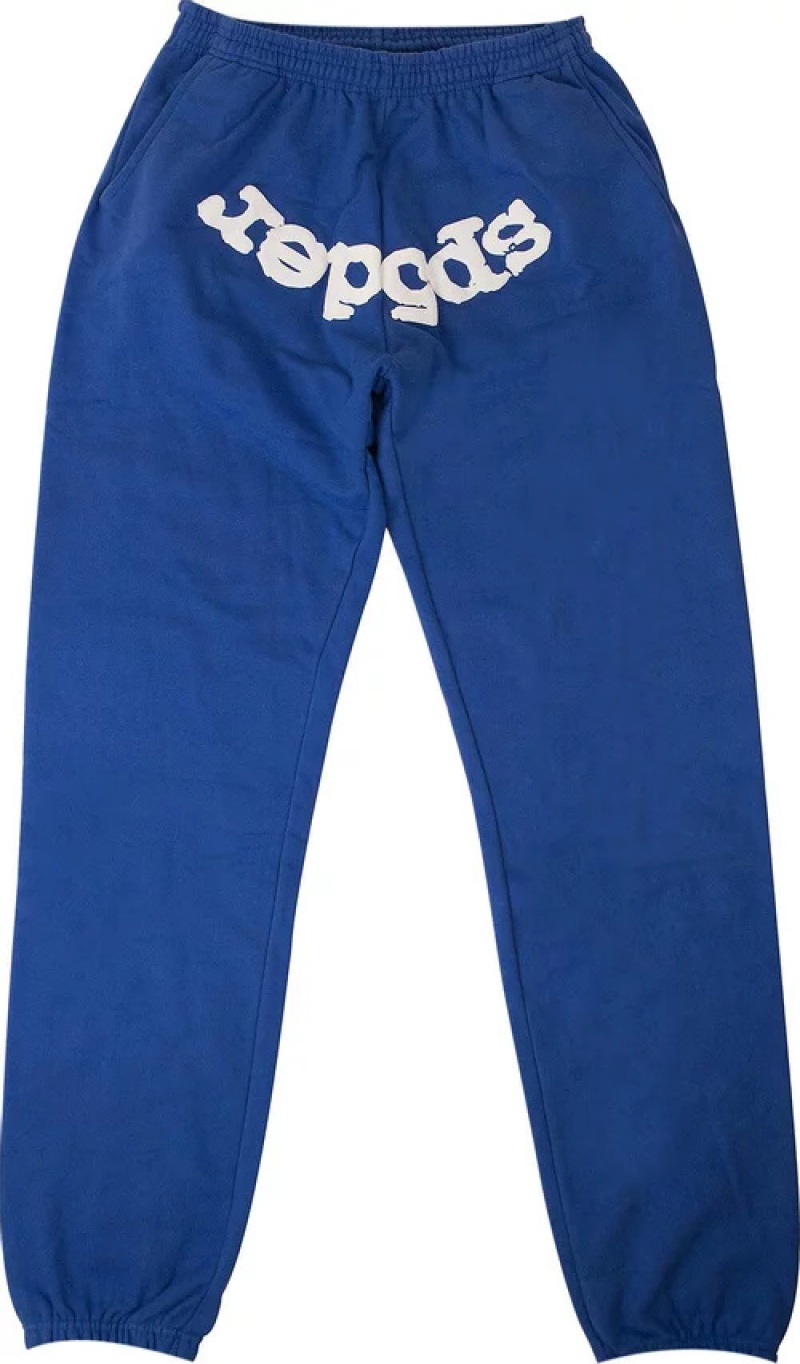 Pantalon Deportivo Sp5der Logo Print Azules | NU9462857
