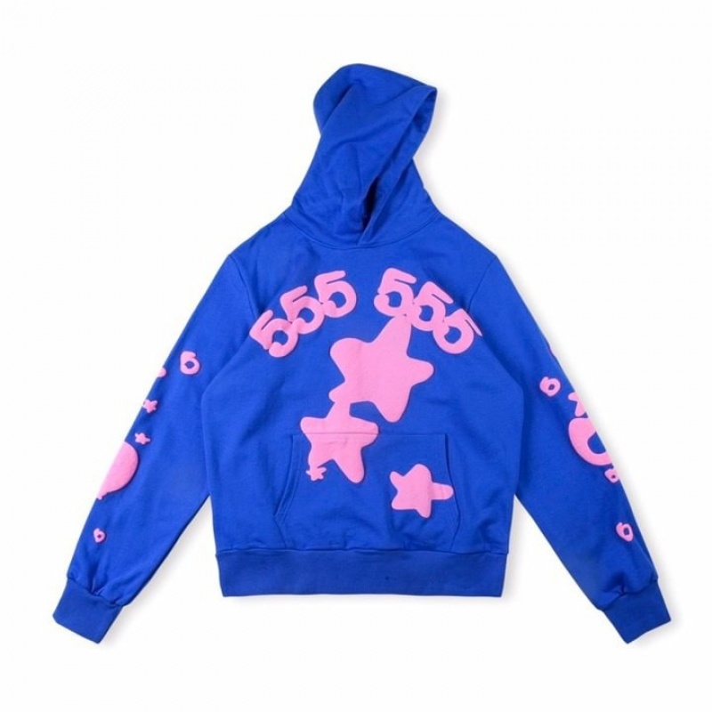 Sudadera con Capucha Sp5der 555555 Stars Azules | JZ9572368