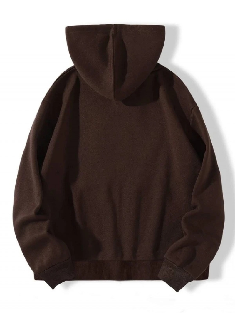 Sudadera con Capucha Sp5der Cremallera Web & Heart Print Marrones | DA1324705