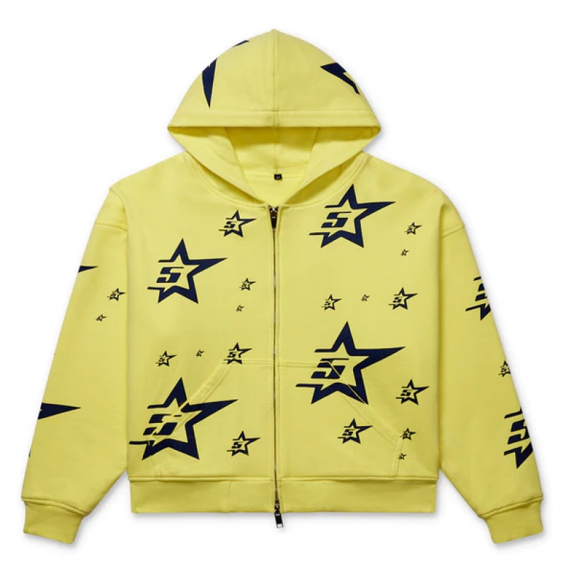 Sudadera con Capucha Sp5der DOUBLE LAYER 5STAR ZIP Amarillo | UV8496253