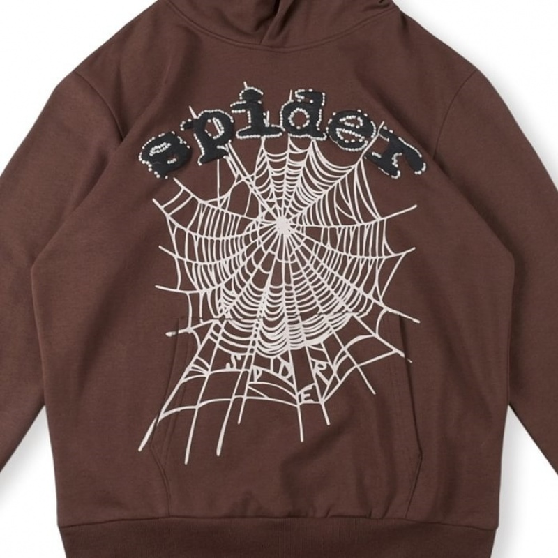 Sudadera con Capucha Sp5der Logo Spider Marrones | VJ4219058