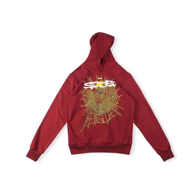 Sudadera con Capucha Sp5der Stars Burdeos | WO0541689