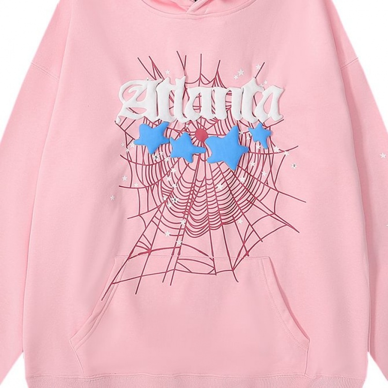 Sudadera con Capucha Sp5der Stars Rosas | IF0814952