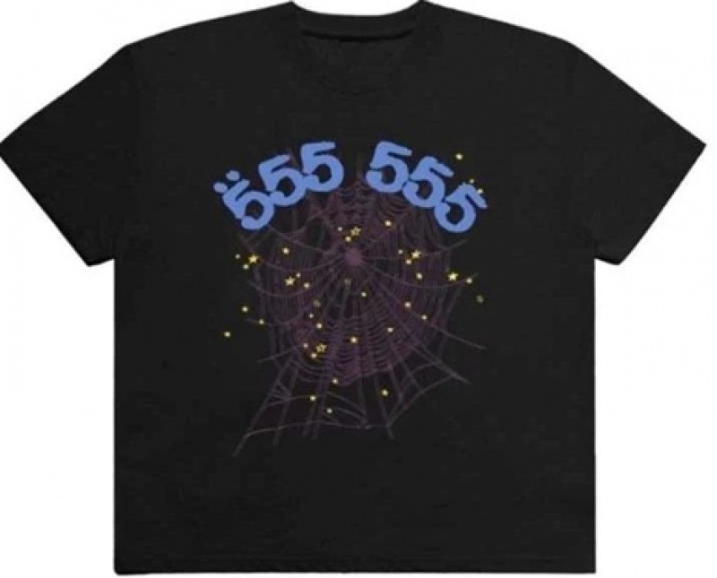 T Shirt Sp5der 555 555 Printed Negras | WY1793205