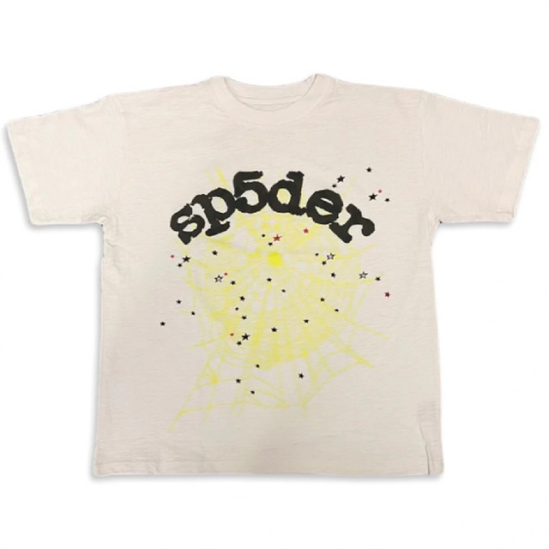 T Shirt Sp5der Printed Beige | RQ4530621