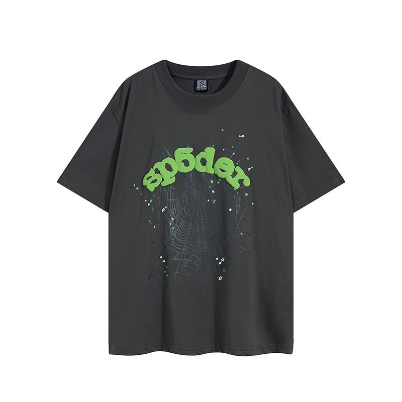 T Shirt Sp5der Young Thug Green Sign Gray | IL3052846